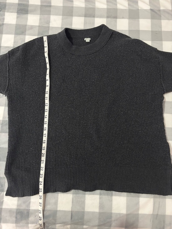 aerie Charcoal Crewneck Waffle Knit Sweater - Picture 3 of 5
